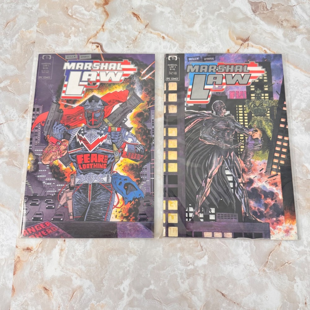 Epic‎ Comics Marshal Law Comic Books Issues 1 & 3 1987 1988 Copper Age Vintage